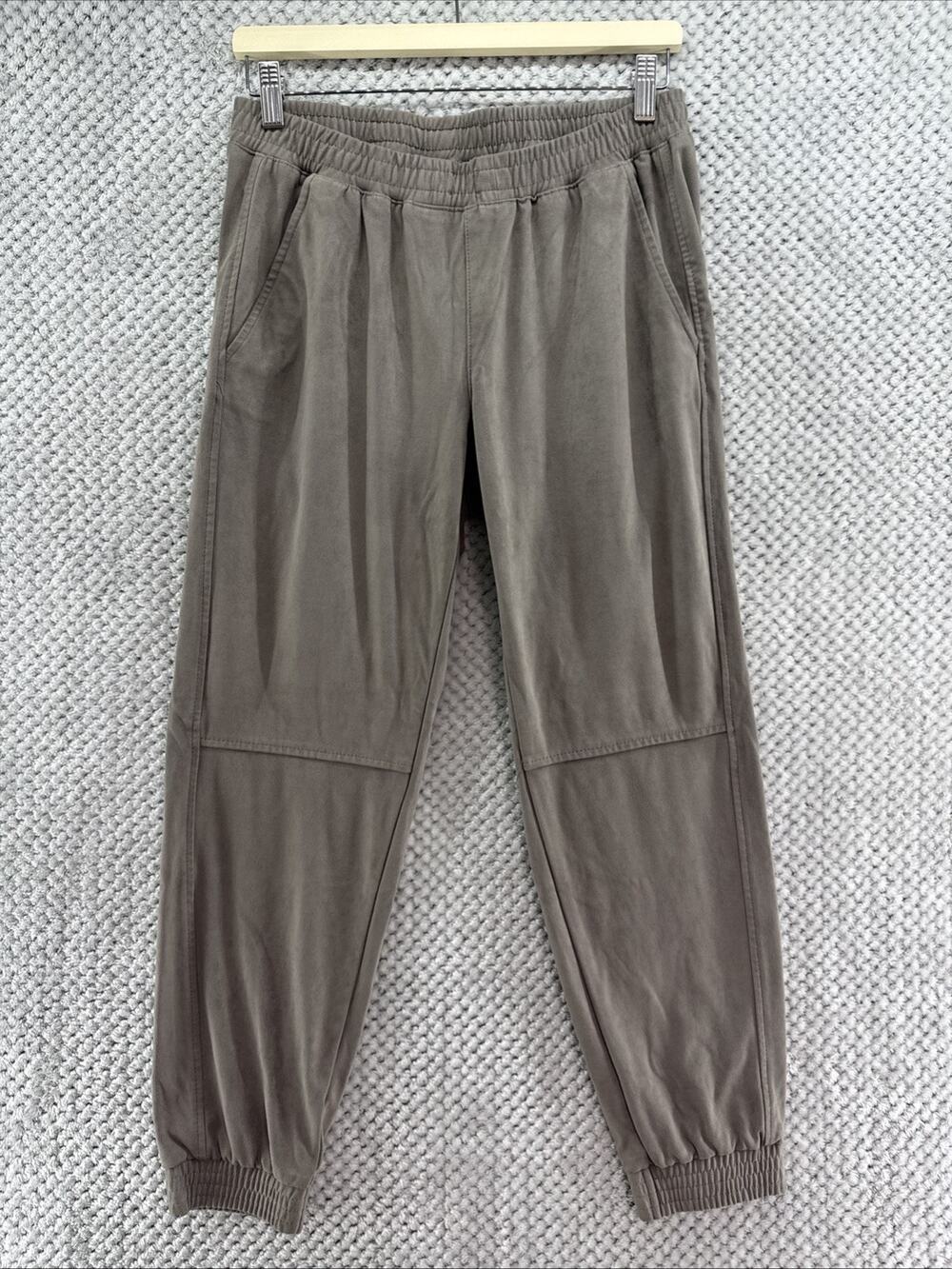 Zara Jogger Pants Womens M Taupe Microfiber Pull-On Elastic Waist Pockets
